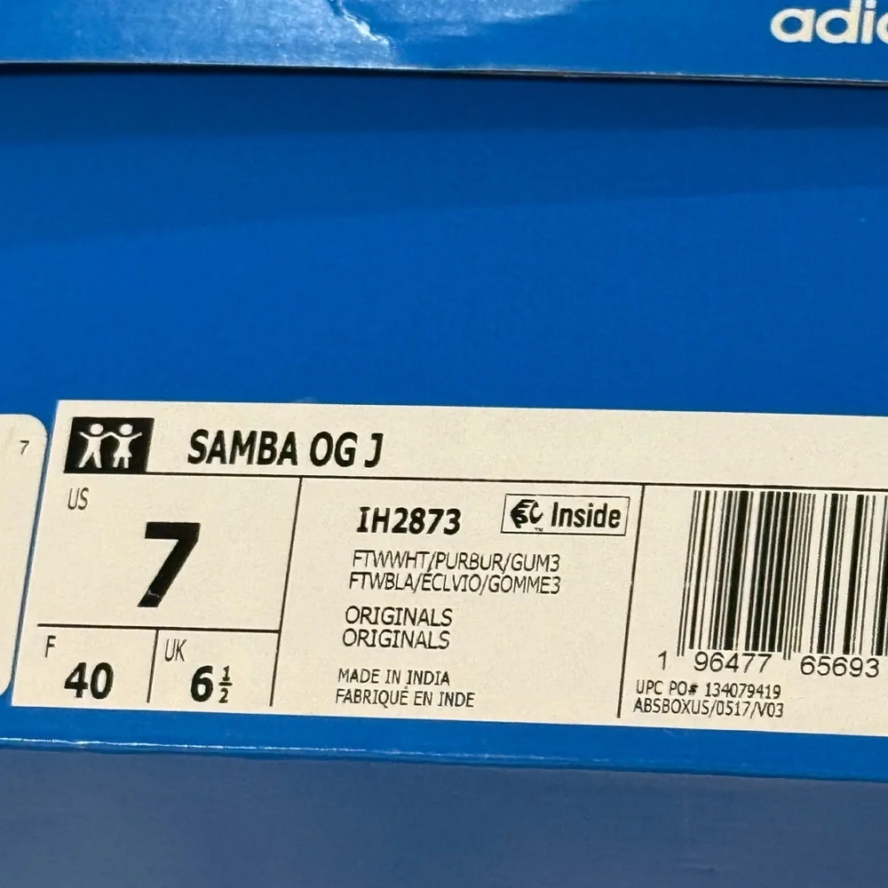 💯 Authentic Adidas Women's Samba White and Purple Sneakers - Picture 2 of 5